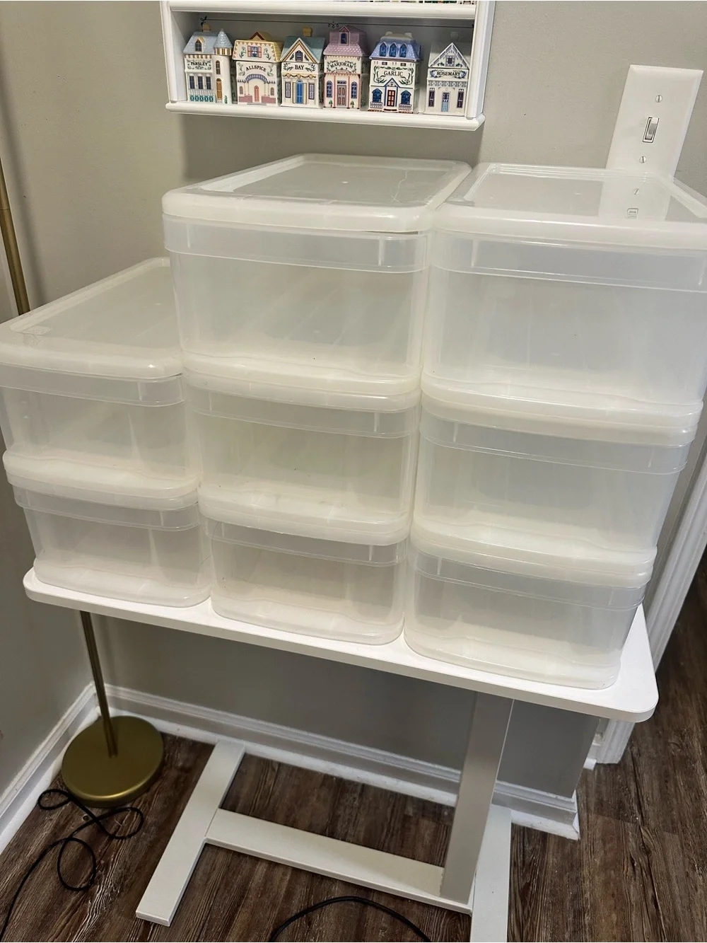 Container Store Clear White Plastic Stackable Storage Drawers - Set of 8